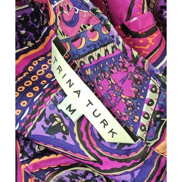 Trina Turk Purple and Pink Paisley Button Down Shirt - Picture 7 of 7